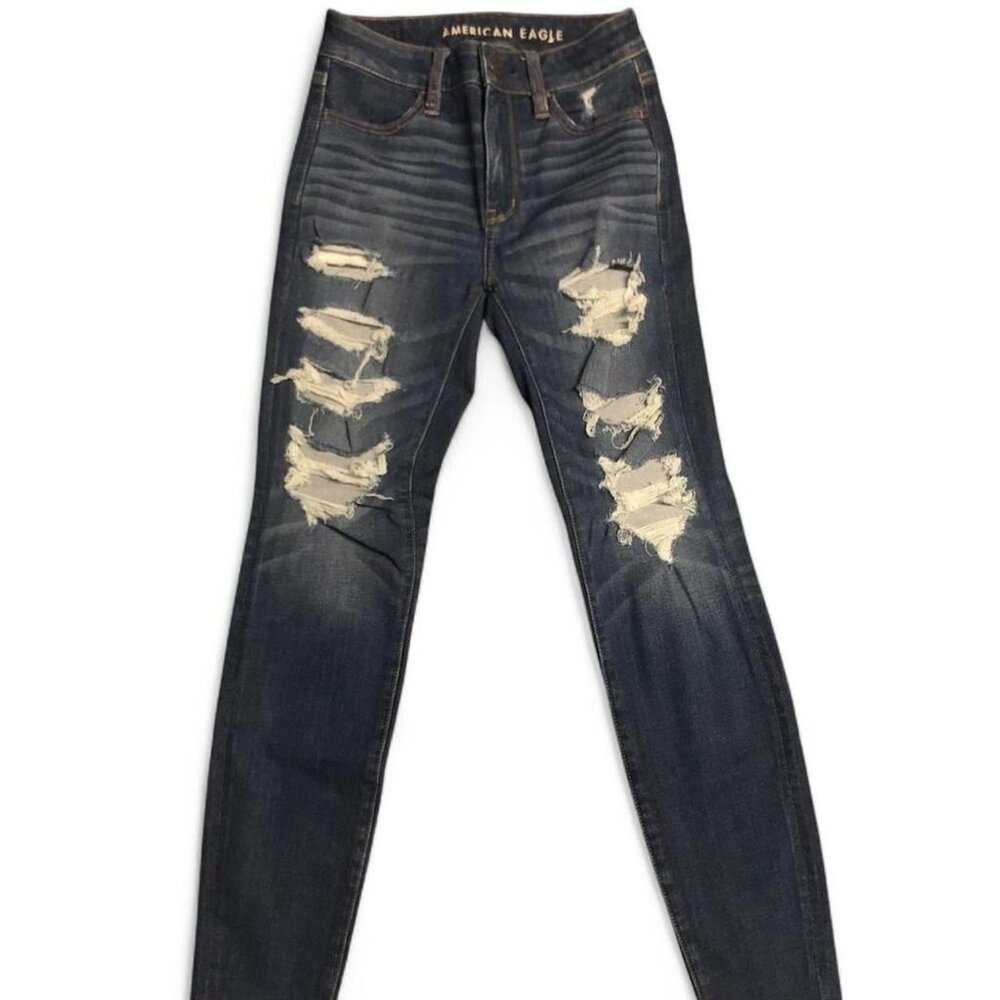 AE High Waist Distressed Skinnies